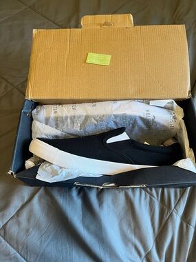 Hollister Black Slip-On Sneakers with White Soles